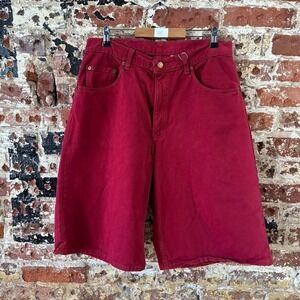 VTG Levi's 560 Loose Fit Red Denim Shorts Mens Size 34 Red Tag Jort Bermuda Y2K